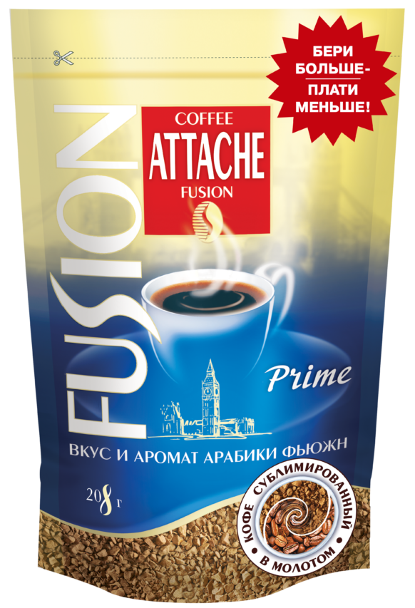 Растворимый кофе Attache Fusion Prime 208г